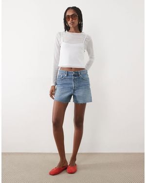 Mango Short en denim 100 % coton - clair - Bleu