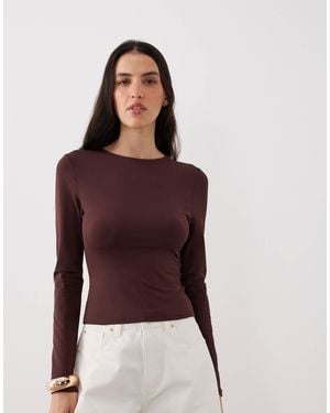 ASOS Polyamide Slinky Long Sleeve Top - Purple