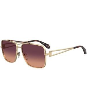 Moschino Moschino Sun Rectangular Sunglasses With Burgundy Shaded Gradient Lenses - Brown