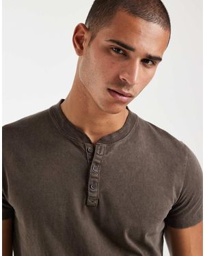 Hollister T-Shirt Serafino A Maniche Corte - Marrone