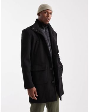 Threadbare High Neck Button Down Windbreaker With Hood - Black