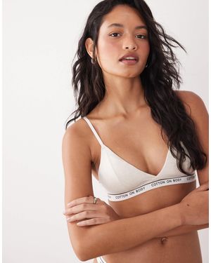 Cotton On Branded Cotton Cross Over Bralette - Brown