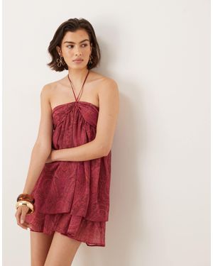 ASOS Robe courte à dos nu et buste froncé - rose cachemire - Rouge