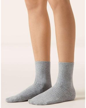 Calzedonia Ribbed Short Socks - Grey