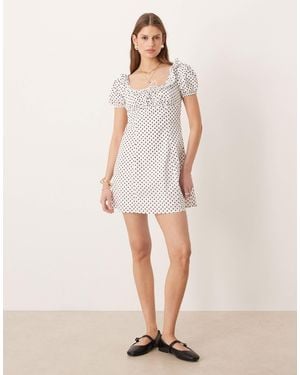 Glamorous Babydoll Mini Dress With Tie Bust - Natural
