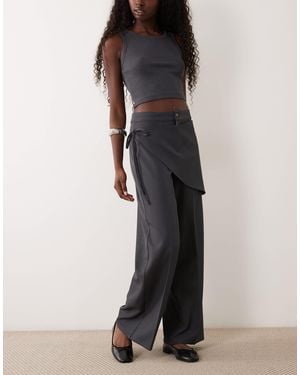The Frolic Wrap Front Tie Straight Leg Trouser - Black