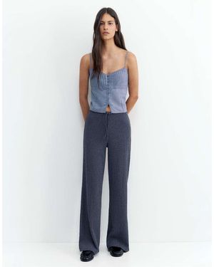 Pull&Bear Wide-leg Crepe Trousers - Blue