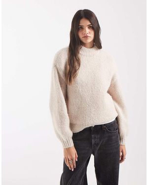 Vero Moda Jersey De Punto Mullido Oversize Con Cuello Alto En -Blanco - Neutro
