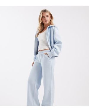 ASOS Asos Design Petite Wide Leg Brushback Joggers - Blue