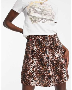 Wednesday's Girl Minigonna Svasata Con Stampa Leopardata Grunge - Bianco