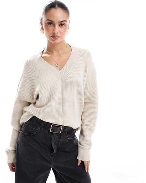 French Connection V Neck Jumper With Stitch Detail - White