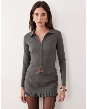 Motel Co-ord Alika Tailored Button Up Shirt - Grey