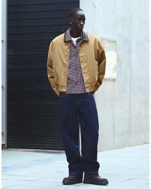 Bershka Jacket With Clasps And Contrasting Collar - Blue