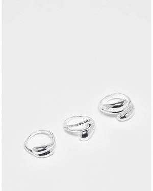 ASOS Multi-pack Of Rings With Bubble Wavy Design - Natural