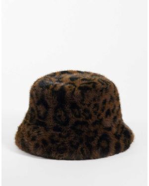 Accessorize Faux-Fur Bucket Hat Met Luipaardprint - Zwart