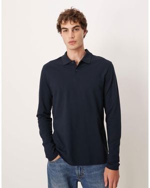 ASOS Essentials Long Sleeve Polo - Blue