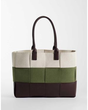 ASOS Colour Block Weave Tote Bag - Green