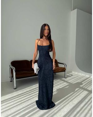 Princess Polly Celena Maxi Jurk Met Bloemenprint, Devore, Striksluiting Op De Rug En Korsetdetail - Grijs