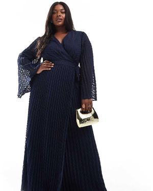 Tfnc Plus Bridesmaids Jacquard Pleated Wrap Maxi Dress - Blue