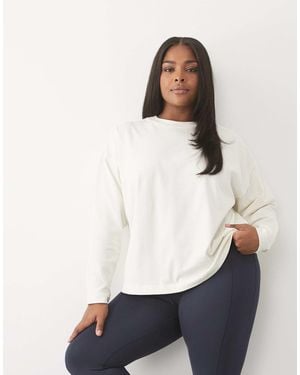 4505 Curve icon schweres oversize-t-shirt aus baumwolle mit langen ärmeln - Weiß