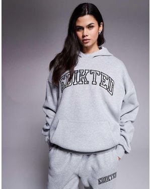 Edikted Co-Ord Camo Crush Oversized Hoodie - Grey
