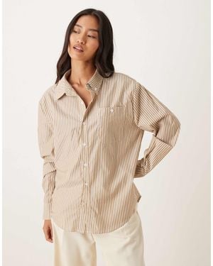 House Of Sunny Striped Oversized Shirt - Natural