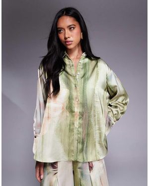 DASKA Camisa Con Estampado Floral De Satén De (Parte De Un Conjunto) - Multicolor