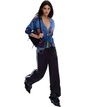 Desigual – sweatshirt-strickjacke - Blau