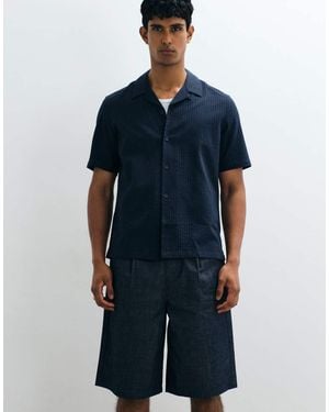 Mango Regular Fit Short Sleeve Striped Shirt - Blue