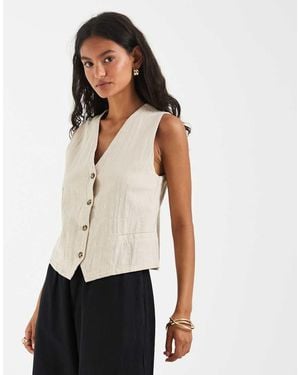 ONLY Gilet Met Linnenlook - Wit