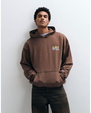 ASOS Heavyweight Oversized Hoodie With Graphic - Brown