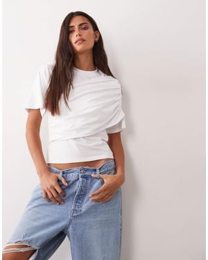 ASOS Short Sleeve Wrap Top - White