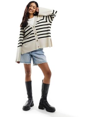 Object Cárdigan A Rayas Negras Abotonado De Punto De - Neutro