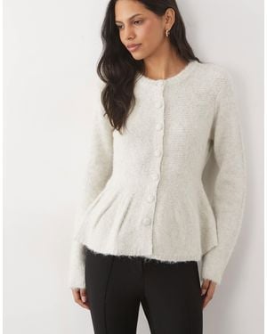 Object Strickjacke mit schößchen - Weiß