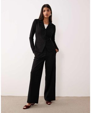 Aware Pantalones De Sastre Negros Estructurados De Punto Liso Premium De (Parte De Un Conjunto)
