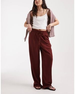 Vero Moda Linen Blend Tie Waist Pants - Red