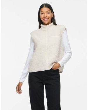 Vila Marlon Teddy High Neck Sleeveless Gilet - White