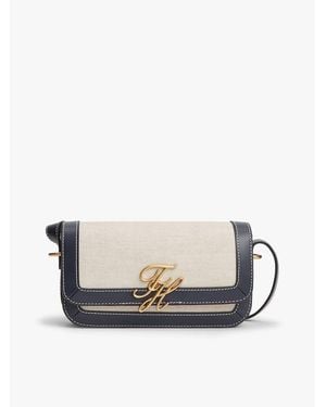 Tommy Hilfiger Canvas Leather Trim Crossbody Bag - Blue