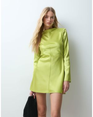 Miss Selfridge Satin-minikleid mit akzentuierten schultern - Grün