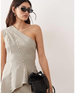 ARRANGE Top Met Structuur, Blote Schouder En Asymmetrische Zoom - Grijs