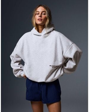 Bershka Oversize-hoodie mit print - Blau