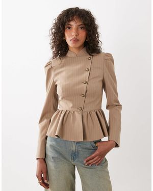 Miss Selfridge – asymmetrische military-jacke mit streifen - Braun