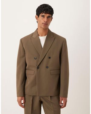 ASOS Boxy Double Breasted Suit Jacket - Brown