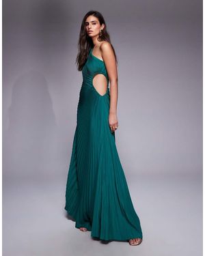 Aria Cove Geplooide Maxi Jurk Met Blote Schouder En Uitsnijding - Blauw