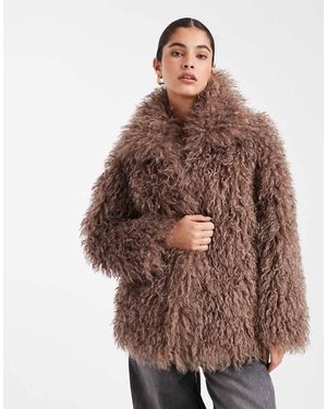 South Beach Mongolian Faux Fur Jacket - Brown