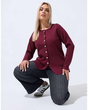 Yours Clothing Long Sleeve Knitted Top - Red
