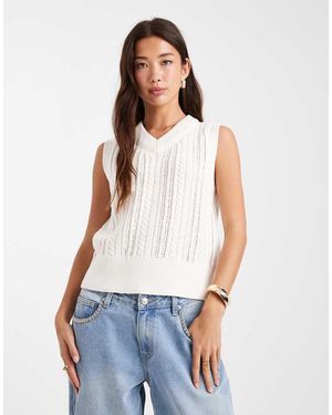 French Connection Chaleco Beis De Punto De Ochos De -Neutro - Blanco