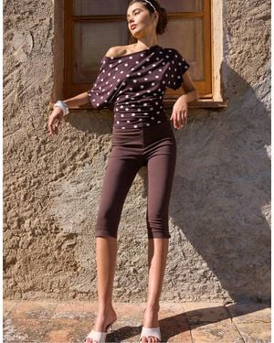 Stradivarius Short Sleeve Boat Neck T-shirt - Brown