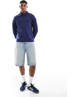 Pull&Bear Denim Short Met Skaterpasvorm - Blauw