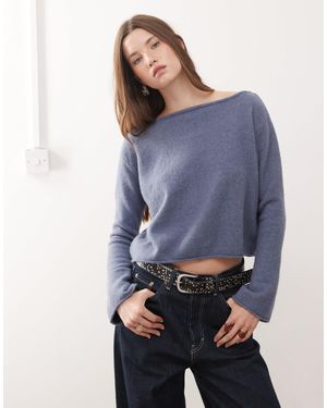 Monki Pull en maille à manches évasées - Bleu